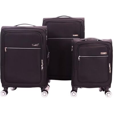 CONDOTTI Casimir Kofferset, 3-delig, zachte schaal, lichtgewicht, duurzaam, reisbagage, spinner wielen, verstelbaar handvat, TSA-slot, 22" 28" 32" zwart, Zwart, Small, Medium, Large, Hoogwaardige CONDOTTI Casimir Kofferset, 3-delig, zachte schaal, lichtgewicht, duurzaam, reisbagage, spinner wielen, verstelbaar handvat, TSA-slot, 22" 28" 32" zwart, Zwart, Small, Medium, Large, Hoogwaardige