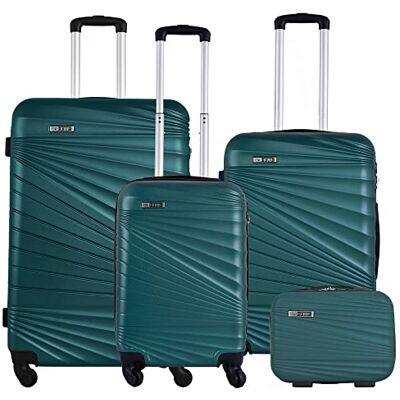 WELL HOME MOBILIARIO & DECORACIÓN Set met 4 koffers cabine 56 cm/medium 66 cm/groot 76 cm/toilettas 23 cm, Groen, 26 pulgadas, stijve koffer spellen WELL HOME MOBILIARIO & DECORACIÓN Set met 4 koffers cabine 56 cm/medium 66 cm/groot 76 cm/toilettas 23 cm, Groen, 26 pulgadas, stijve koffer spellen