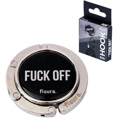 Fisura Opvouwbare zakhaak Original "f*ck off", antislip, zwart, voor handtas, jas, rugzak, opvouwbaar, max. 6 kg Fisura Opvouwbare zakhaak Original "f*ck off", antislip, zwart, voor handtas, jas, rugzak, opvouwbaar, max. 6 kg