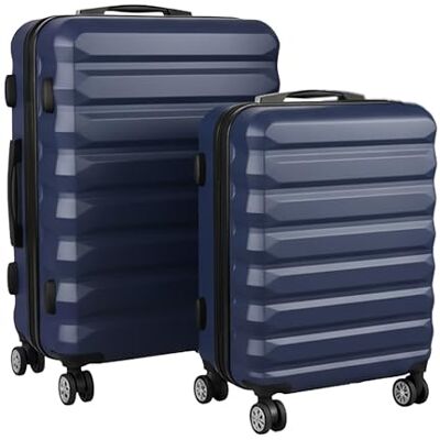 Relaxdays kofferset 2-delig, hardschaal, telescopische trekstang, cijferslot, 4 wielen, donkerblauw 65x42x25.5 cm Relaxdays kofferset 2-delig, hardschaal, telescopische trekstang, cijferslot, 4 wielen, donkerblauw 65x42x25.5 cm