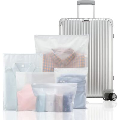 Carehabi Reistassenset, 25 stuks, kunststof ritszakken, kofferorganizer, tas, herbruikbare transparante zakken voor het verpakken van kleding, ondergoed, schoenen, cosmetica Carehabi Reistassenset, 25 stuks, kunststof ritszakken, kofferorganizer, tas, herbruikbare transparante zakken voor het verpakken van kleding, ondergoed, schoenen, cosmetica