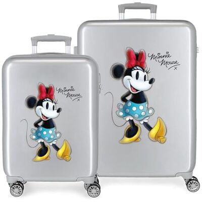 Disney Minnie Joyful Kofferset, 100 stuks, grijs, 55/70 cm, stijf, ABS-sluiting, geïntegreerde TSA-sluiting, 119 l, 6 kg, 4 wielen, dubbele wiel, handbagage, Grijs, Eén maat, kofferset Disney Minnie Joyful Kofferset, 100 stuks, grijs, 55/70 cm, stijf, ABS-sluiting, geïntegreerde TSA-sluiting, 119 l, 6 kg, 4 wielen, dubbele wiel, handbagage, Grijs, Eén maat, kofferset