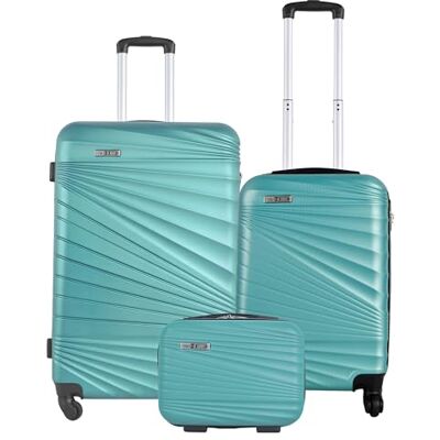 WELL HOME MOBILIARIO & DECORACIÓN Set van 3 cabinekoffers 56 cm/medium 66 cm/toilettas 23 cm, Turkoois Blauw, 51 x 29 x 76 cm, Set koffers met harde schaal WELL HOME MOBILIARIO & DECORACIÓN Set van 3 cabinekoffers 56 cm/medium 66 cm/toilettas 23 cm, Turkoois Blauw, 51 x 29 x 76 cm, Set koffers met harde schaal