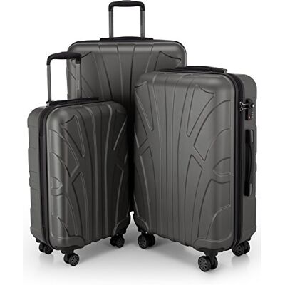 Suitline Kofferset 3 delig ABS harde schaal handbagage 55 cm middel 66 cm groot 76 cm uitbreidbaar met TSA slot 4 dubbele wielen telescopische handgreep, Grafiet Suitline Kofferset 3 delig ABS harde schaal handbagage 55 cm middel 66 cm groot 76 cm uitbreidbaar met TSA slot 4 dubbele wielen telescopische handgreep, Grafiet