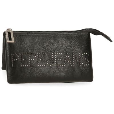 Pepe Jeans Bera portemonnee met drie vakken, zwart, 17,5 x 9,5 x 2 cm, kunstleer van Joumma Bags Pepe Jeans Bera portemonnee met drie vakken, zwart, 17,5 x 9,5 x 2 cm, kunstleer van Joumma Bags
