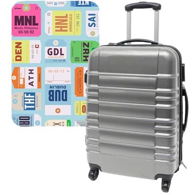 WELL HOME MOBILIARIO & DECORACIÓN Kofferset 64 x 45 x 28 cm met beschermhoes 'City Plates', Meerkleurig, Koffer met 4 wielen en beschermhoes WELL HOME MOBILIARIO & DECORACIÓN Kofferset 64 x 45 x 28 cm met beschermhoes 'City Plates', Meerkleurig, Koffer met 4 wielen en beschermhoes