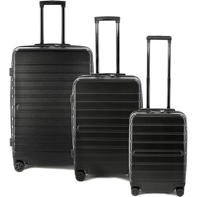 JSA 45610 reiskofferset, 3-delig, alle 3 koffers met TSA-slot, telescopisch trolleysysteem, draaggreep en 360° wielen, handbagagekoffer S met USB-poort en vak voor powerbank, 3-delige bagage, zwart, JSA 45610 reiskofferset, 3-delig, alle 3 koffers met TSA-slot, telescopisch trolleysysteem, draaggreep en 360° wielen, handbagagekoffer S met USB-poort en vak voor powerbank, 3-delige bagage, zwart,