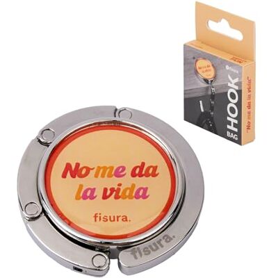 Fisura Opvouwbare tashaak Original "No Give Me My Life", antislip, beige, voor handtas, jas, rugzak, opvouwbaar, max. 6 kg Fisura Opvouwbare tashaak Original "No Give Me My Life", antislip, beige, voor handtas, jas, rugzak, opvouwbaar, max. 6 kg