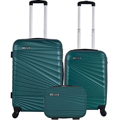 WELL HOME MOBILIARIO & DECORACIÓN Set van 3 koffers cabine 56 cm/medium 66 cm/toilettas 23 cm, Groen, 26 pulgadas, stijve koffer spellen WELL HOME MOBILIARIO & DECORACIÓN Set van 3 koffers cabine 56 cm/medium 66 cm/toilettas 23 cm, Groen, 26 pulgadas, stijve koffer spellen