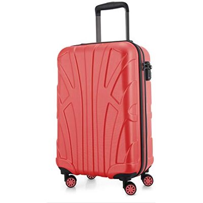 Suitline Handbagage koffer 55 x 35 x 20 cm (34 L) ABS harde schaal met TSA slot 4 dubbele wielen telescopische handgreep licht cabine bagage zakenreis, Koraal Suitline Handbagage koffer 55 x 35 x 20 cm (34 L) ABS harde schaal met TSA slot 4 dubbele wielen telescopische handgreep licht cabine bagage zakenreis, Koraal