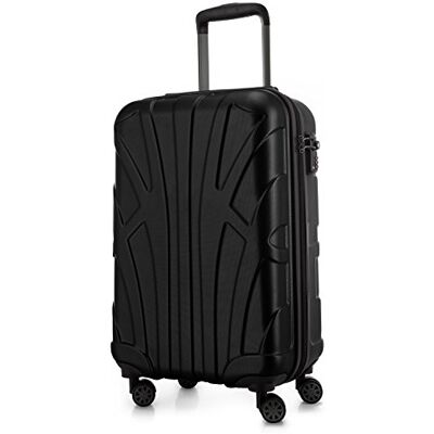 Suitline Handbagage koffer 55 x 35 x 20 cm (34 L) ABS harde schaal met TSA slot 4 dubbele wielen telescopische handgreep licht cabine bagage zakenreis, Zwart Suitline Handbagage koffer 55 x 35 x 20 cm (34 L) ABS harde schaal met TSA slot 4 dubbele wielen telescopische handgreep licht cabine bagage zakenreis, Zwart