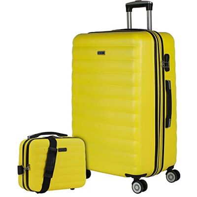 ITACA Grote Koffer Trolley Koffer Reiskoffer van . Koffer Groot Trolley 4 Wielen Combinatieslot. Reiskoffer Groot ABS harde schaal, Geel ITACA Grote Koffer Trolley Koffer Reiskoffer van . Koffer Groot Trolley 4 Wielen Combinatieslot. Reiskoffer Groot ABS harde schaal, Geel