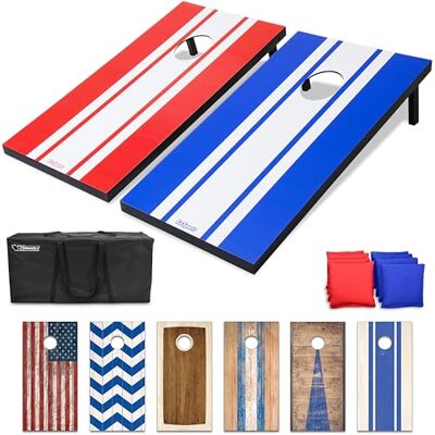 GoSports Classic Regulation Size Cornhole Set bevat 8 tassen, draagtas en regels, rood; blauw GoSports Classic Regulation Size Cornhole Set bevat 8 tassen, draagtas en regels, rood; blauw