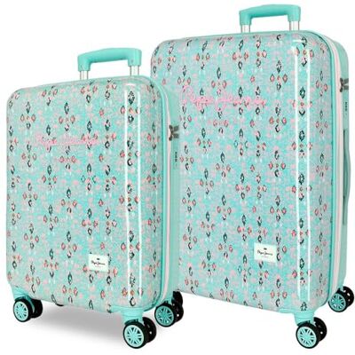 Pepe Jeans Sun Kofferset Turquoise Groen 46x65x25 cm Hard ABS Geïntegreerd Combinatieslot 95L 5.8 kg 4 Dubbele Wielen Handbagage van Joumma Bags Pepe Jeans Sun Kofferset Turquoise Groen 46x65x25 cm Hard ABS Geïntegreerd Combinatieslot 95L 5.8 kg 4 Dubbele Wielen Handbagage van Joumma Bags