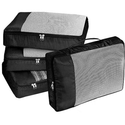 BillyBath Kofferorganizer Set Van 4 Stuks Grote Kledingtassen, Reisbenodigdheden, Reisorganizer, Tas, Paktassen, Kubus Voor Vakantie, Reizen Zwart BillyBath Kofferorganizer Set Van 4 Stuks Grote Kledingtassen, Reisbenodigdheden, Reisorganizer, Tas, Paktassen, Kubus Voor Vakantie, Reizen Zwart