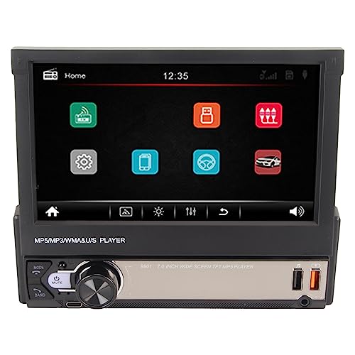 ASHATA 7in Auto Multimedia Speler, Auto MP5 Speler, HD Intrekbaar Scherm 12 LED Back-up Camera's Draadloze Carplay voor Android Auto Auto Multimedia Speler