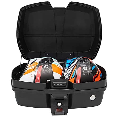 ZSDBYT motorfiets kofferbak, 45L motorfiets kofferbak motorfiets achter top box PP materiaal, harde staart fiets top box motorfiets kofferbak (zwart)