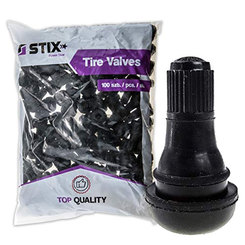 STIX Automotive Equipment Stix 100 stuks TR412 snap-in bandenventielen rubberen ventielen 11,3 mm autovelgventielen wielventielen zonder slanggaten