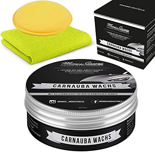 Momo's Garage ® Carnauba polijstmiddel + wax met SiO2-verzegeling, hoogwaardige bescherming met extreem pareleffect als set autowas nanoverzegeling -