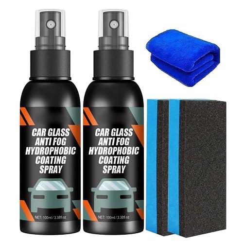 TRUNEB 2 stks Autoruit Spray Waterafstotend Anticondensmiddel, Autoglas Anti-condens Regendicht Middel, Autoruitensproeiervloeistof, Anti-condensspray voor auto