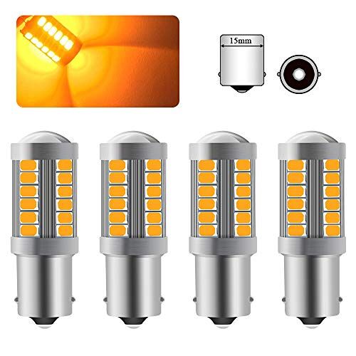 Sidaqi 4 stks 1156 BA15S P21W LED-lamp Amber Geel Richtingaanwijzer Super Helder 6000K 5630 33 SMD Richtingaanwijzer voor en achter 12-30V