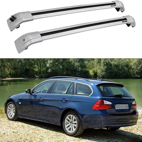 CCLXWY Auto Dakdragers Voor BMW 3 Series E91 Estate 2004-2012 Auto Dwarsbalk Fietsendrager Dakkoffers Bagagedrager Geïntegreerde Dakrails Voorgemonteerd Inclusief Slot