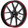 Autodomy Velgrandsticker, complete set voor 2 wielen van 15 tot 19 inch, sportdesign (rood)