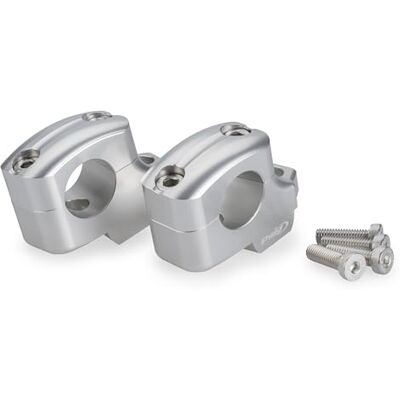 Puig 22101P Pullback Risers om de ergonomie van het stuur te verbeteren met 25 mm stijging en 16 mm pullback, gemaakt van gefreesd geanodiseerd aluminium voor verbeterde duurzaamheid, Zilver Puig 22101P Pullback Risers om de ergonomie van het stuur te verbeteren met 25 mm stijging en 16 mm pullback, gemaakt van gefreesd geanodiseerd aluminium voor verbeterde duurzaamheid, Zilver