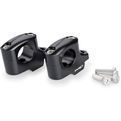 Puig 22141N Pullback Risers gemaakt van gefreesd geanodiseerd aluminium om het stuur 25 mm omhoog te brengen en 16 mm terug te trekken, waardoor de rijergonomie en het comfort worden verbeterd, Zwart Puig 22141N Pullback Risers gemaakt van gefreesd geanodiseerd aluminium om het stuur 25 mm omhoog te brengen en 16 mm terug te trekken, waardoor de rijergonomie en het comfort worden verbeterd, Zwart