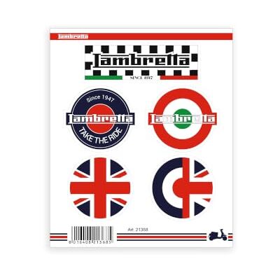 4R Quattroerre.it Lambretta Stickers voor scooters, voorgesneden, waterbestendig, uv-bestendig, gemaakt in Italië, officieel gelicentieerd product, vel 160 x 135 mm, 5 stuks 4R Quattroerre.it Lambretta Stickers voor scooters, voorgesneden, waterbestendig, uv-bestendig, gemaakt in Italië, officieel gelicentieerd product, vel 160 x 135 mm, 5 stuks