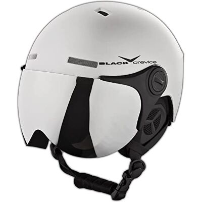 Black Crevice Skihelm voor volwassenen in pilotenstijl met extra oranje wisselvizier, mat Black Crevice Skihelm voor volwassenen in pilotenstijl met extra oranje wisselvizier, mat