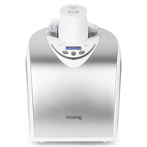 H.Koenig professionele Turbine IJsmachine HF180, 1 L, 135 W, elektrisch, snelle voorbereiding, Koud-houden Functie, voor Sorbet en Yoghurtijs, Zilver