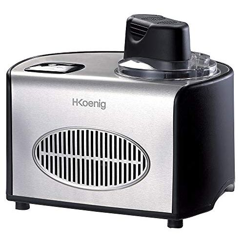 H.Koenig professionele IJsmachine HF250, 1.5 L, 150 W, elektrisch, snelle voorbereiding, Koud-houden Functie, voor Sorbet en Yoghurtijs, Zilver