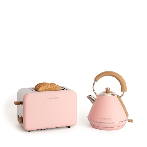 CREATE /PACK TOAST RETRO + KETTLE RETRO M/Roze broodrooster met roze waterkoker/Waterkoker 1 L