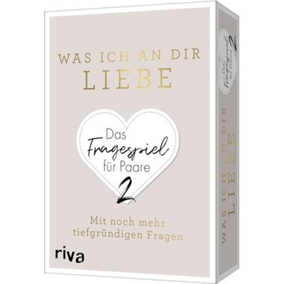 RIVA Was ich an dir liebe Das Fragespiel für Paare 2: Mit noch mehr tiefgründigen Fragen. Das Original. Tolles Geschenk zu Valentinstag, Hochzeit, Jahrestag RIVA Was ich an dir liebe Das Fragespiel für Paare 2: Mit noch mehr tiefgründigen Fragen. Das Original. Tolles Geschenk zu Valentinstag, Hochzeit, Jahrestag