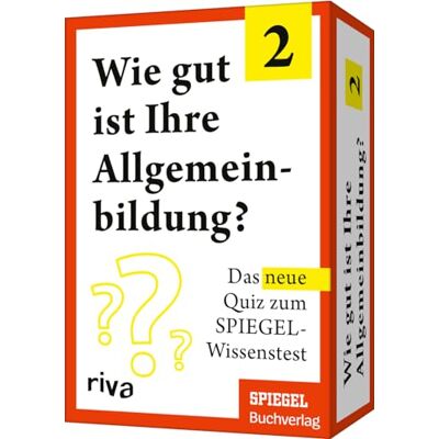 RIVA Wie gut ist Ihre Allgemeinbildung? 2: Das neue Quiz zum SPIEGEL-Wissenstest. Das perfekte Geschenk zu Geburtstag oder Weihnachten für alle Quizfans. Schule dein Allgemeinwissen RIVA Wie gut ist Ihre Allgemeinbildung? 2: Das neue Quiz zum SPIEGEL-Wissenstest. Das perfekte Geschenk zu Geburtstag oder Weihnachten für alle Quizfans. Schule dein Allgemeinwissen