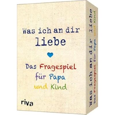 RIVA Was ich an dir liebe Das Fragespiel für Papa und Kind: Liebevolle Fragen für unterhaltsame Momente. Das perfekte Geschenk für Vatertag, Weihnachten und Geburtstag RIVA Was ich an dir liebe Das Fragespiel für Papa und Kind: Liebevolle Fragen für unterhaltsame Momente. Das perfekte Geschenk für Vatertag, Weihnachten und Geburtstag