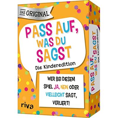 RIVA Pass auf, was du sagst Die Kinderedition: Wer bei diesem Spiel »Ja«, »Nein« oder »Vielleicht« sagt, verliert! Das Original. Das perfekte Geschenk. Für Kinder ab 6 Jahren RIVA Pass auf, was du sagst Die Kinderedition: Wer bei diesem Spiel »Ja«, »Nein« oder »Vielleicht« sagt, verliert! Das Original. Das perfekte Geschenk. Für Kinder ab 6 Jahren