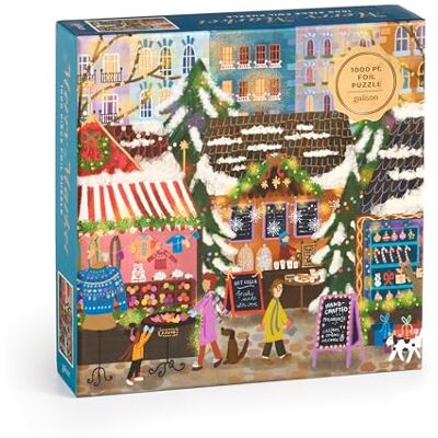 Galison Joy Laforme Merry Market. 1000 Piece Foil Puzzle in a Square Box Galison Joy Laforme Merry Market. 1000 Piece Foil Puzzle in a Square Box