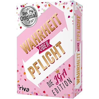 RIVA Wahrheit oder Pflicht Die Junggesellinnenabschied-Edition: Das Original. Das Partyspiel. Das perfekte Geschenk für JGA, Mädelsabend, Geburtstag und Weihnachten. Ab 16 Jahren RIVA Wahrheit oder Pflicht Die Junggesellinnenabschied-Edition: Das Original. Das Partyspiel. Das perfekte Geschenk für JGA, Mädelsabend, Geburtstag und Weihnachten. Ab 16 Jahren