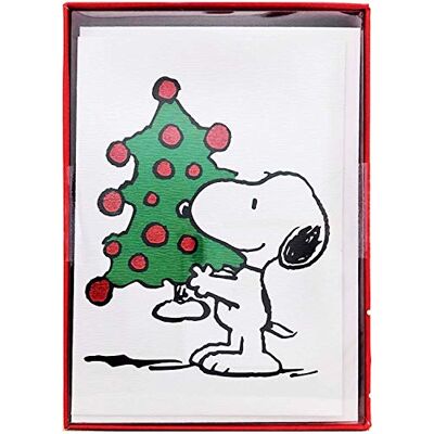 Graphique Peanuts™ Tree Holiday Cards Pack van 15 kaarten met enveloppen blanco binnenkant kerstgroeten glitteraccenten Boxed Set 8,3 cm x 12,1 cm Graphique Peanuts™ Tree Holiday Cards Pack van 15 kaarten met enveloppen blanco binnenkant kerstgroeten glitteraccenten Boxed Set 8,3 cm x 12,1 cm