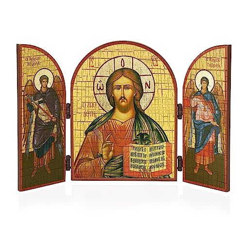NKlaus Jezus Christus icoon drieluik hout 25x16cm Christelijk 13798