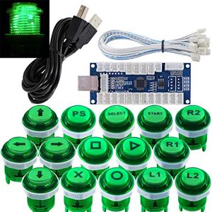 SJ@JX Arcade Game Stick DIY Kit LED Buttons Cherry MX Microswitch Lamp Controller USB Encoder Gamepad Cable for Hit Box PC PS3 MAME Raspberry Pi