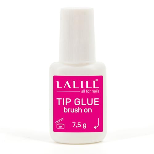 LALILL Nagellijm met kwast, 7,5 g, nagellijm voor kunstnagels, extra sterk, nagellijm voor tips, nagellijm, sneldrogend, eenvoudig in gebruik, manicure, nageldesign