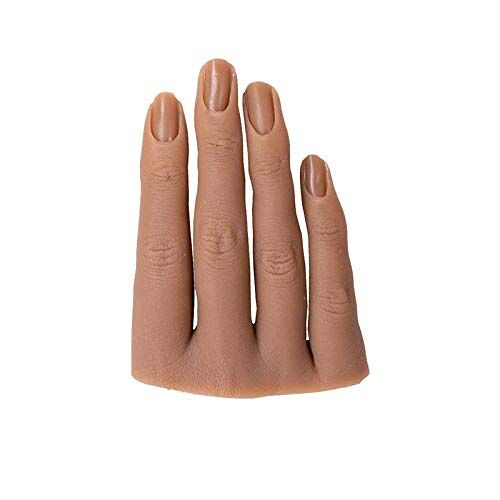 AFYH Oefenhanden, Siliconen Mannequin Handen Met 4 vingers ingebedde spijkersleuf-model voor één hand-10,5x7,5 cm-vrouwelijke vingers,4,right finger