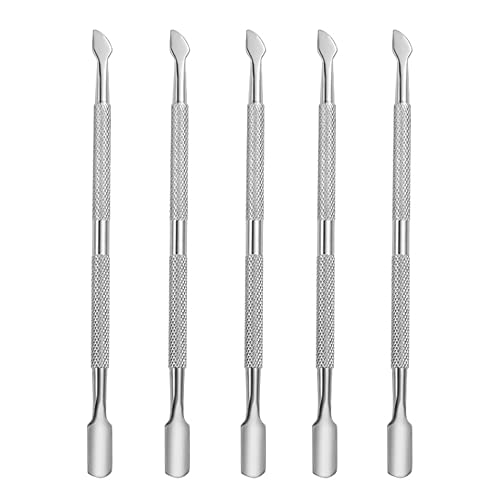 N\A Metalen Cuticula Pusher Dual Head Nail Scraper Cuticula Pusher Rvs Professionele Rvs Cuticula Stick voor vingernagels en teennagels (5 stuks)