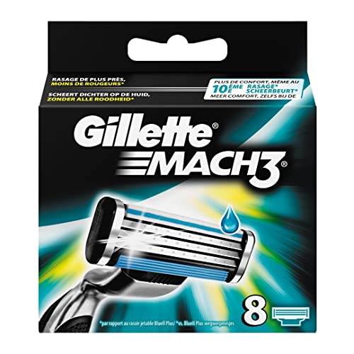 Gillette Mach3 scheermesjes voor heren, verpakking met 8 navulverpakkingen voor scheermesjes, XL, verpakking kan variëren