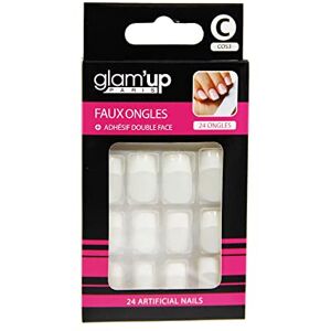 GLAM UP Glam'Up Paris Kunstnagels, volledige afdekking, eenvoudig te bedienen, 24 kunstnagels per doos + dubbelzijdig plakband, vierkante vorm, XL, nr. 3, Franse manicure, wit GLAM UP Glam'Up Paris Kunstnagels, volledige afdekking, eenvoudig te bedienen, 24 kunstnagels per doos + dubbelzijdig plakband, vierkante vorm, XL, nr. 3, Franse manicure, wit