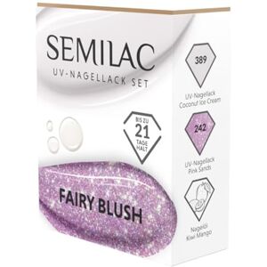 Semilac Fairy Blush UV-nagellakset, 2 gelnagellak, kleuren 389 Coconut Ice Cream wit en 242 Pink Sands pastelroze met glitter + Kiwi Mango nagelolie, elegante gelnagellakset Semilac Fairy Blush UV-nagellakset, 2 gelnagellak, kleuren 389 Coconut Ice Cream wit en 242 Pink Sands pastelroze met glitter + Kiwi Mango nagelolie, elegante gelnagellakset