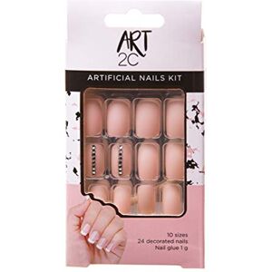 ART Kunstnagelset, met lijm, passende vorm, gemakkelijk te verwijderen, 24 versierde nagels, 10 maten roze/kleine strassteentjes, 037 ART Kunstnagelset, met lijm, passende vorm, gemakkelijk te verwijderen, 24 versierde nagels, 10 maten roze/kleine strassteentjes, 037